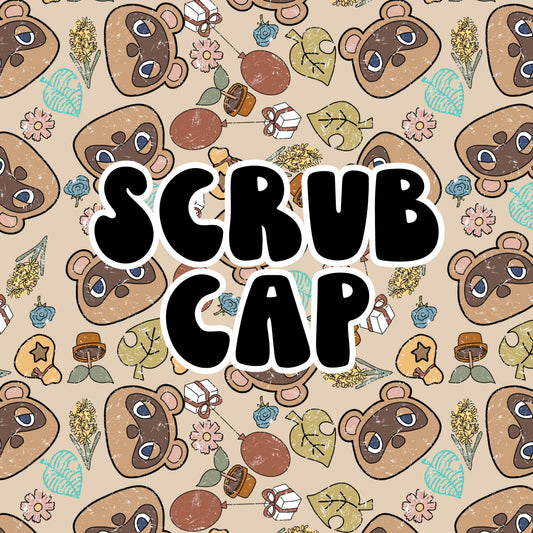 Village Animals Brown Scrub Cap