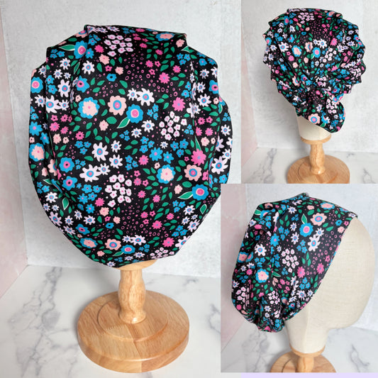 Neon Flowers Scrub Hat