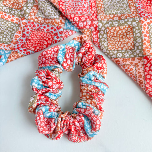 Fall Floral Patchwork Scrunchie (Skinny)