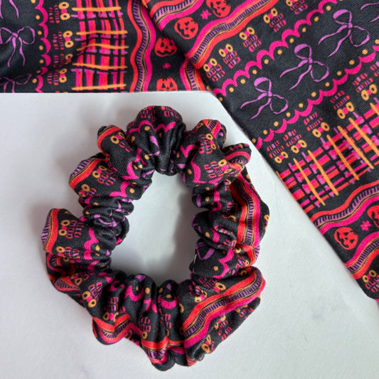 Neon Halloween Stripes Scrunchie (Skinny)