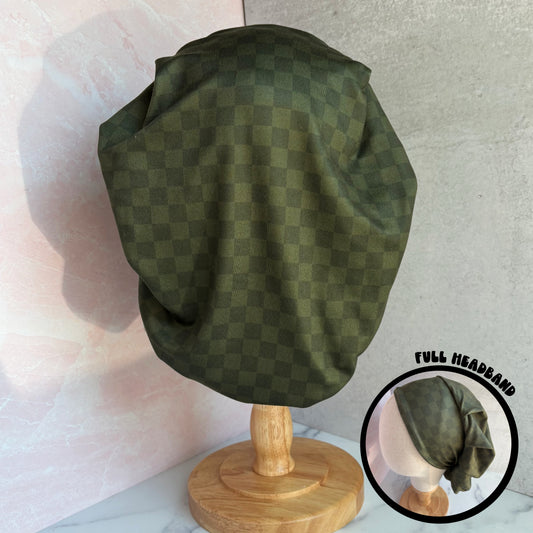 Olive Checkered Scrub Hat