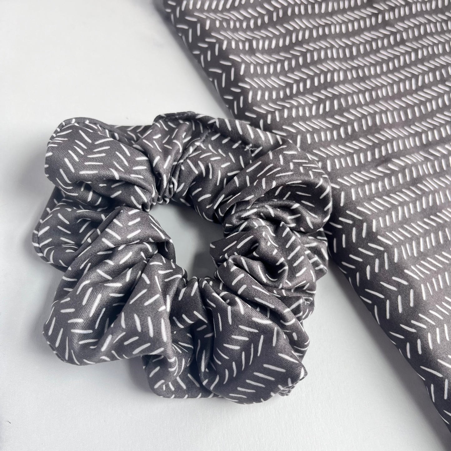 Gray Dashes Scrunchie