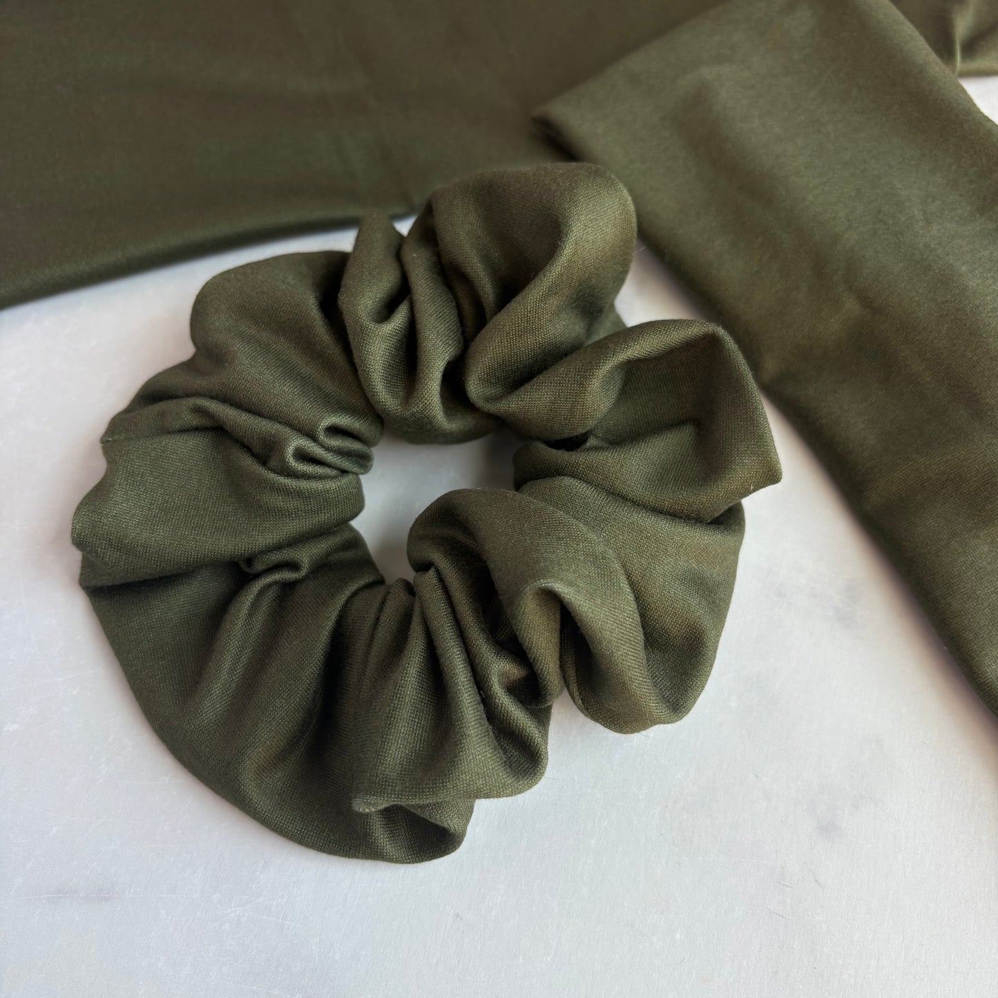 Olive Green Solid Scrunchie (Regular)