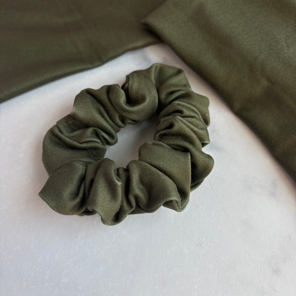 Olive Green Solid Scrunchie (Skinny)
