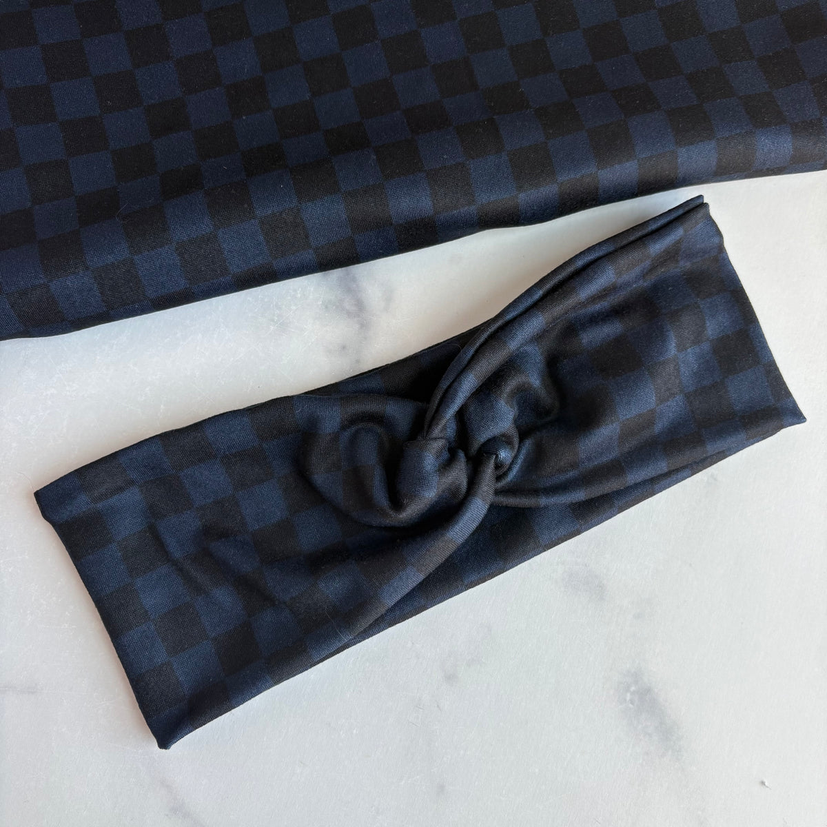 Navy Checkered Headband