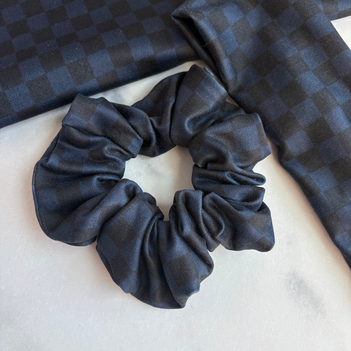Navy Checkered Scrunchie (Regular)