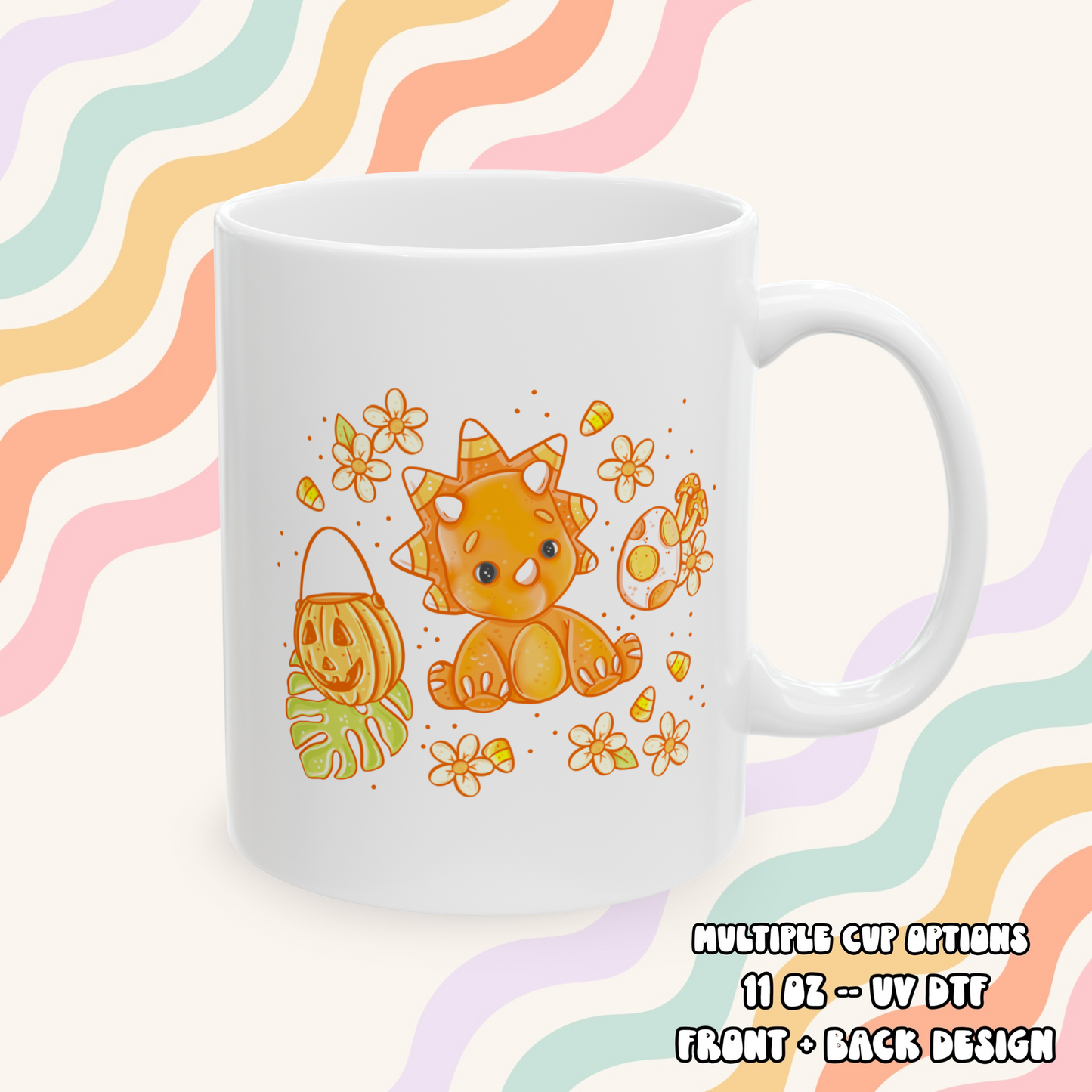 Candy Corn Dino Mug