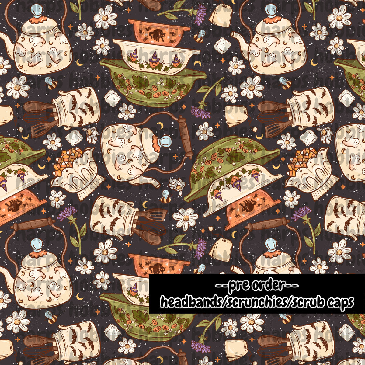 Spooky Kitchen (headband/scrunchie/scrub cap)