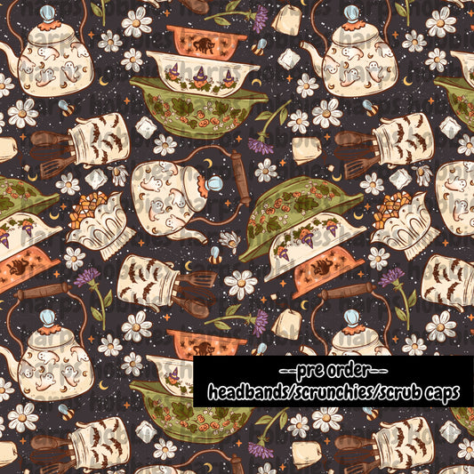 Spooky Kitchen (headband/scrunchie/scrub cap)