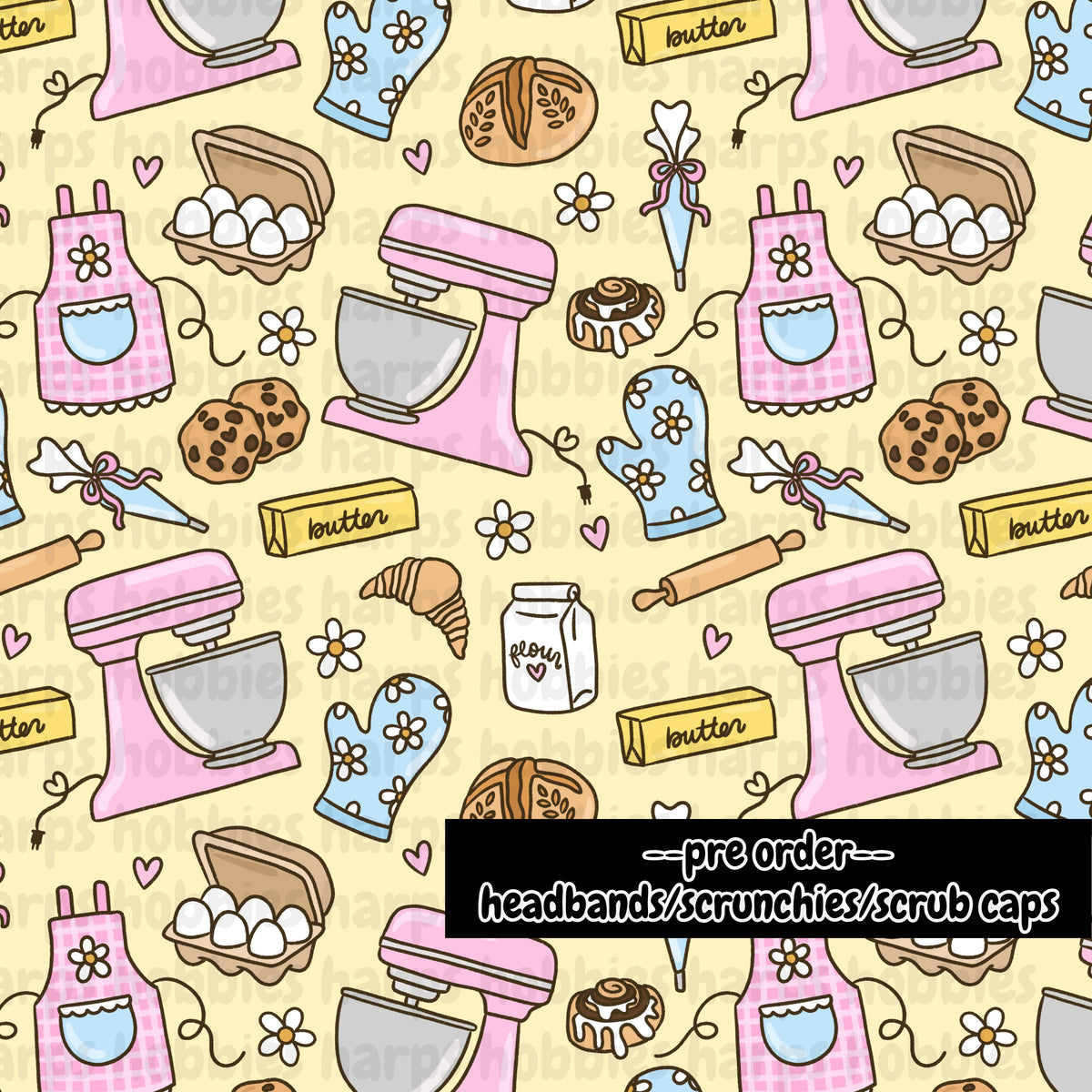 Baking Doodles (headband/scrunchie/scrub cap)
