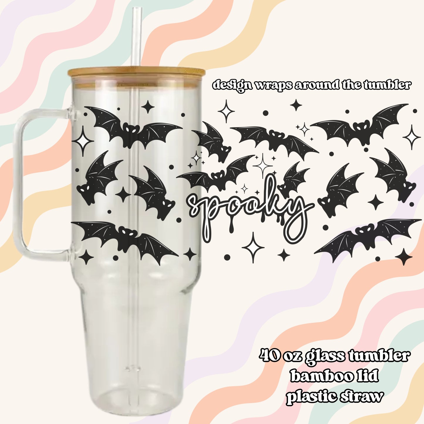 Spooky Bats Glass Tumbler