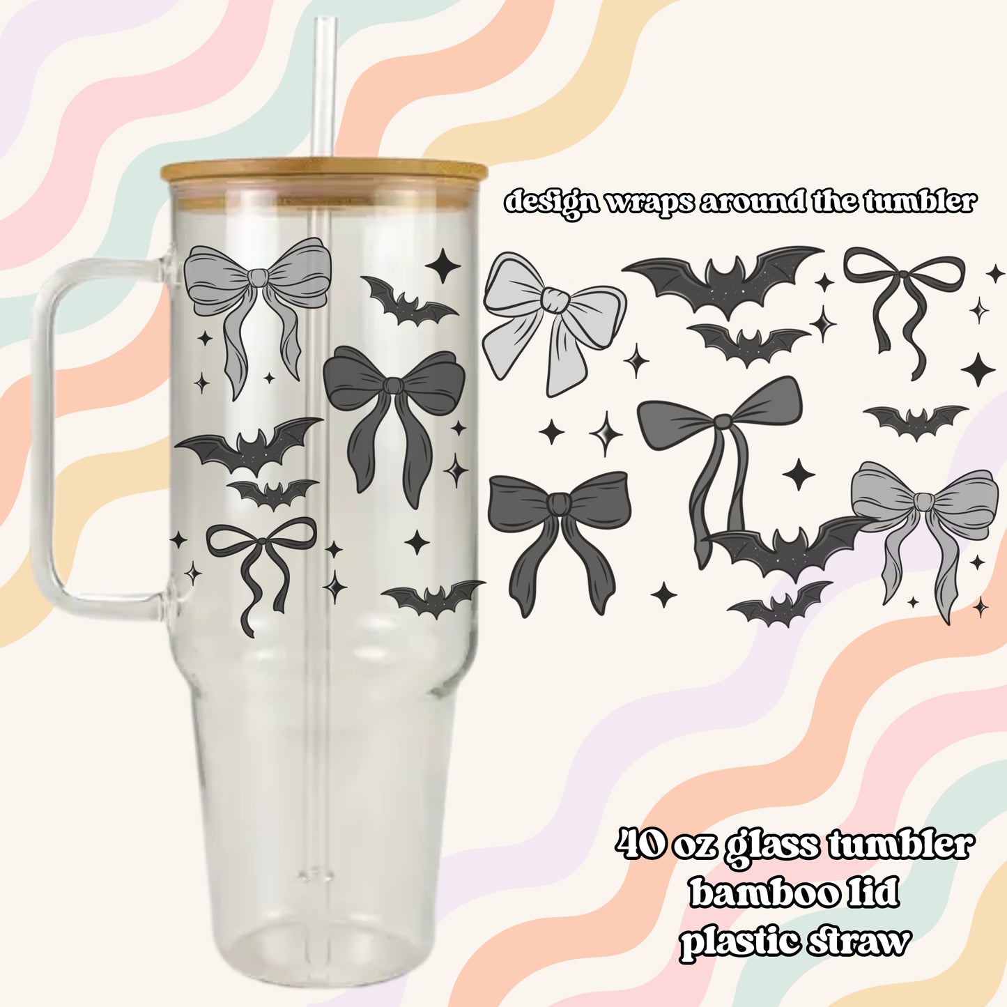 Halloween Bows Glass Tumbler