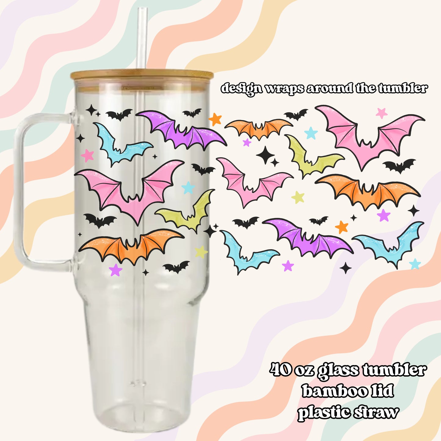 Bright Bats Glass Tumbler