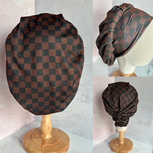 Chocolate Checkered Scrub Hat