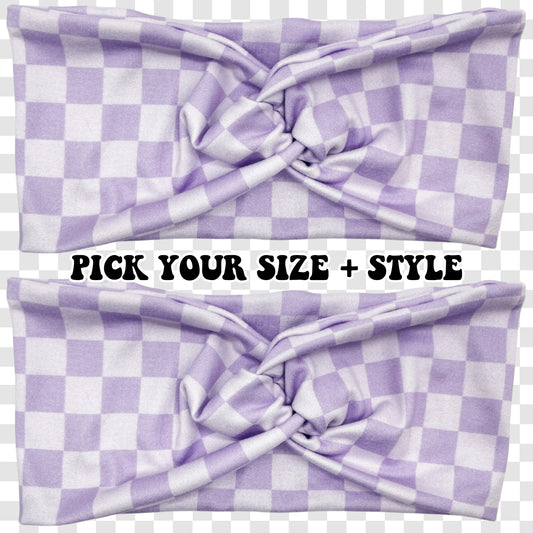 Purple Checkered Headband