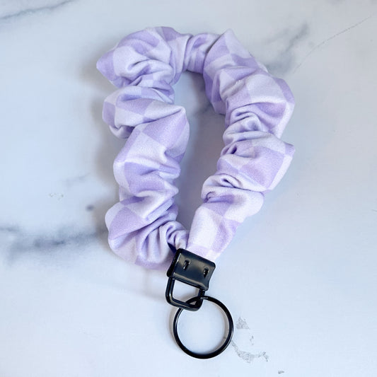 Purple Checkered Keychain Scrunchie