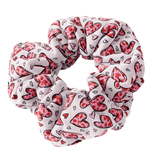 Cowhide Hearts Scrunchie