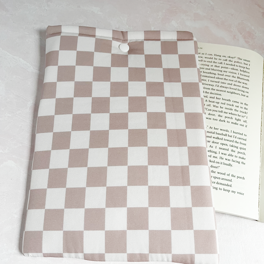 Beige Checkered Book Sleeve