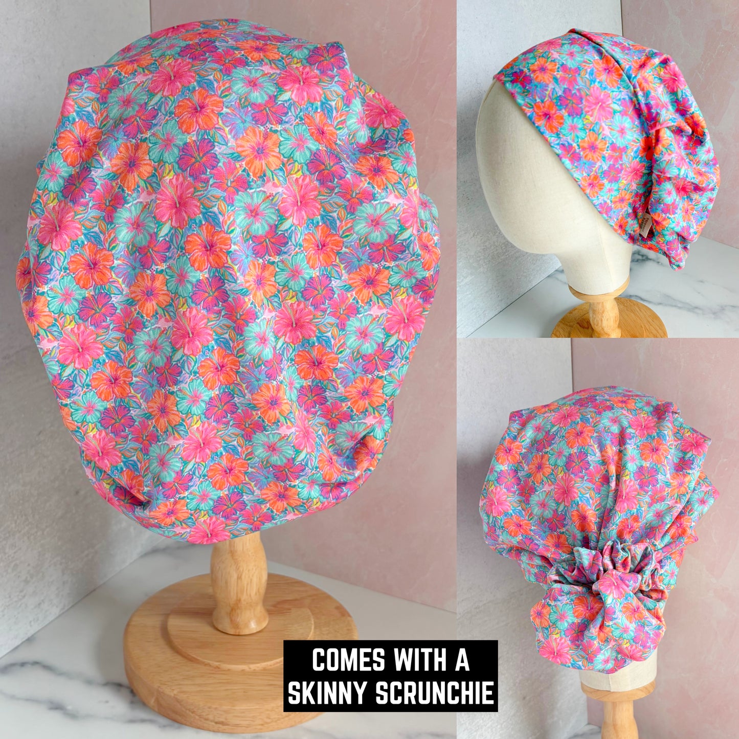 Tropical Flowers Scrub Hat
