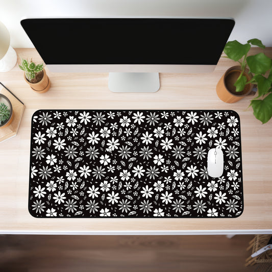 Cutesy Black Flowers Desk Mat (4 sizes)