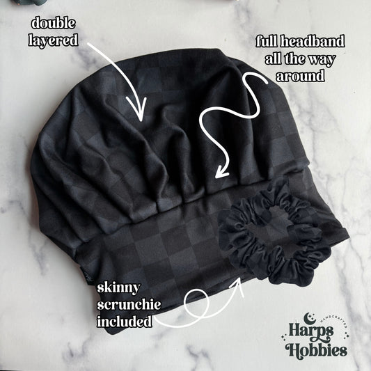 Black Checkered Scrub Hat