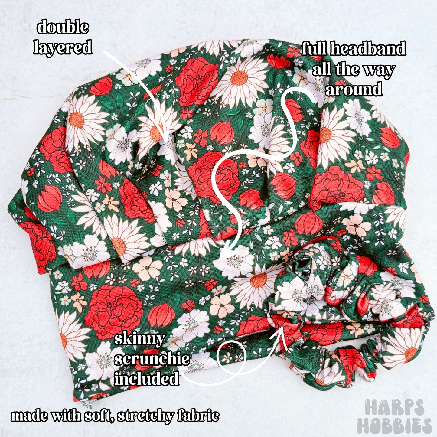 Holiday Floral Scrub Hat
