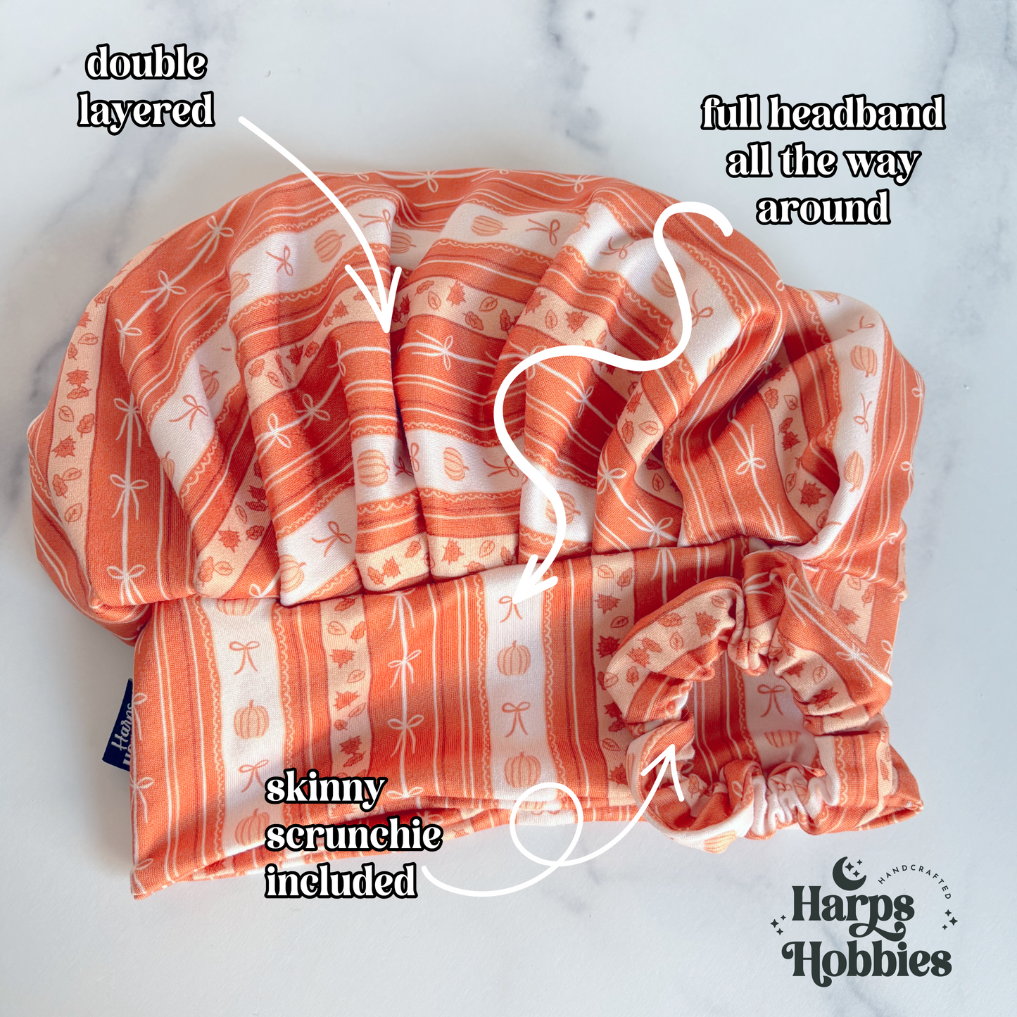 Pumpkin Bow Stripes Scrub Hat