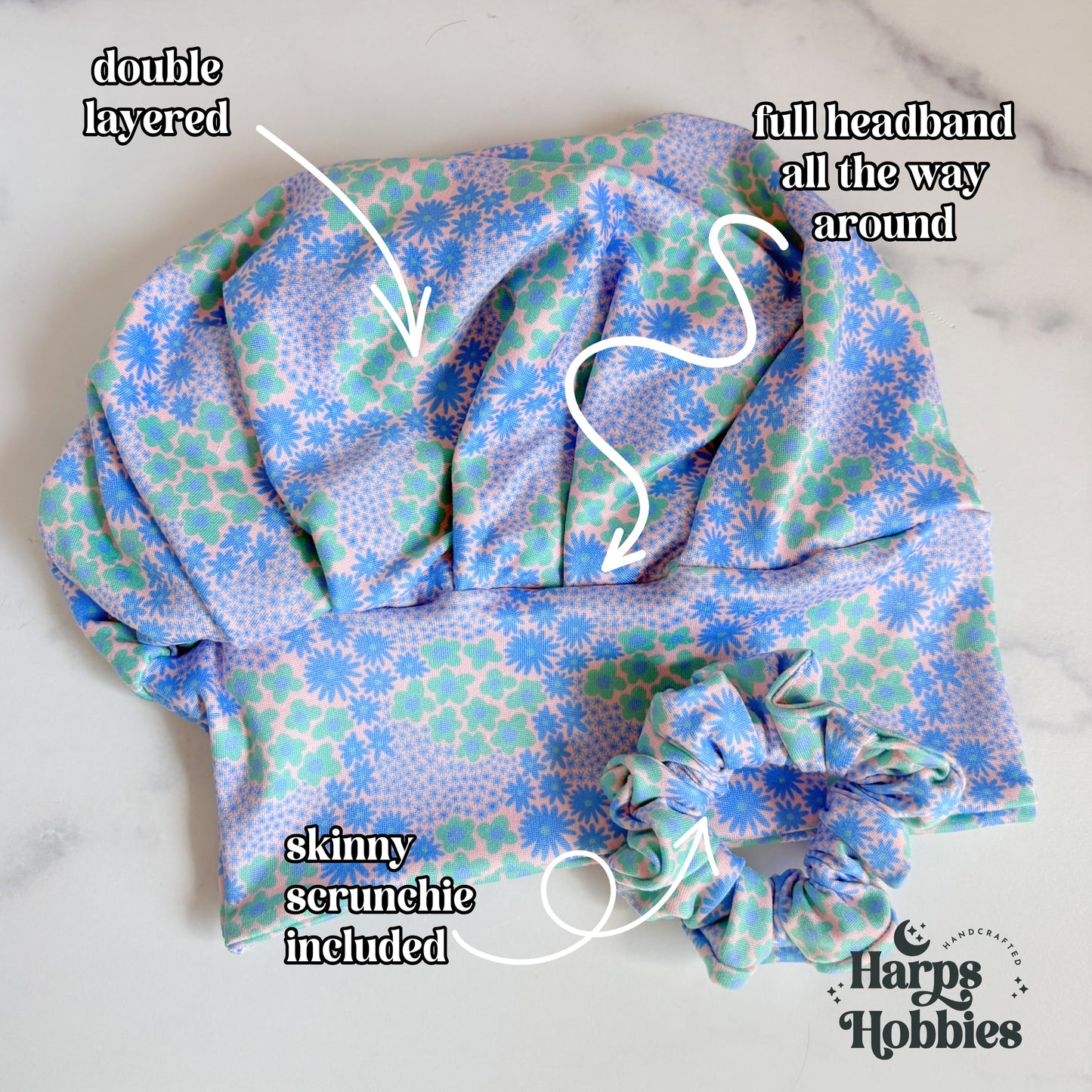 Ditsy Blue Florals Scrub Hat