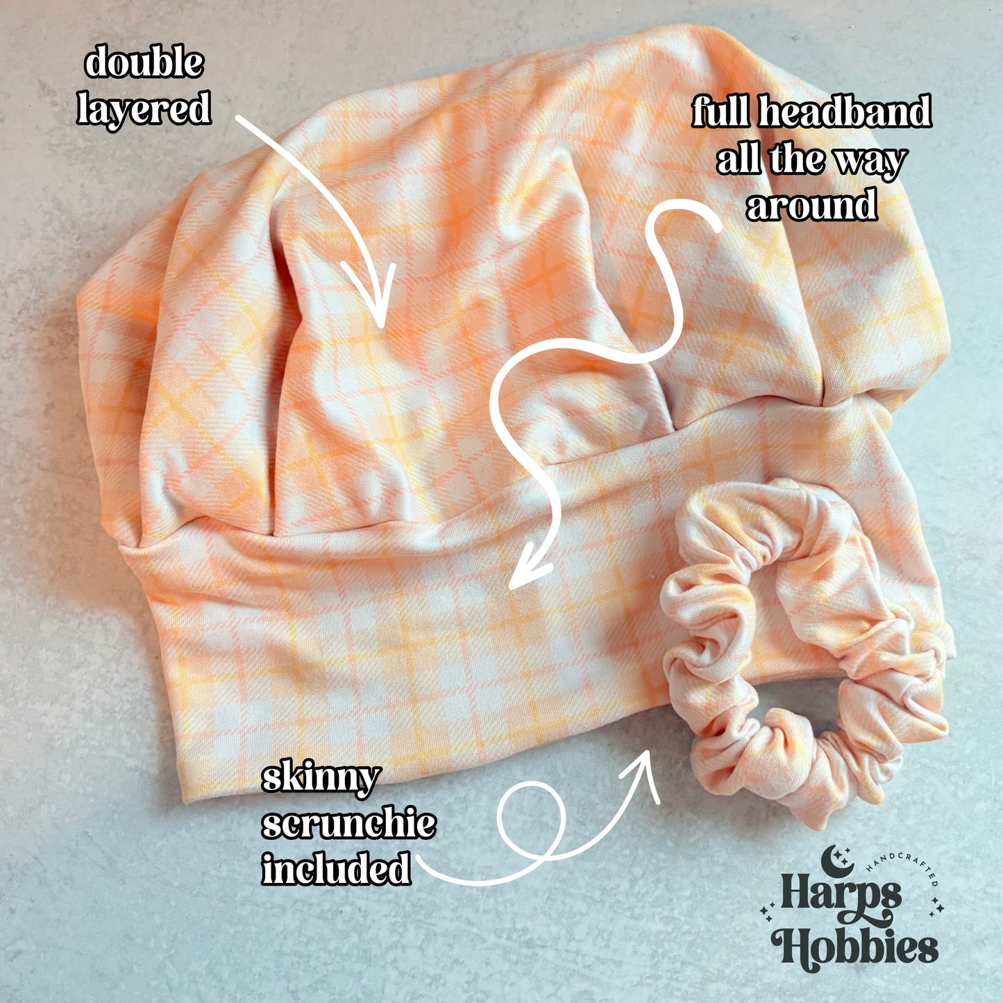 Light Orange Gingham Scrub Hat