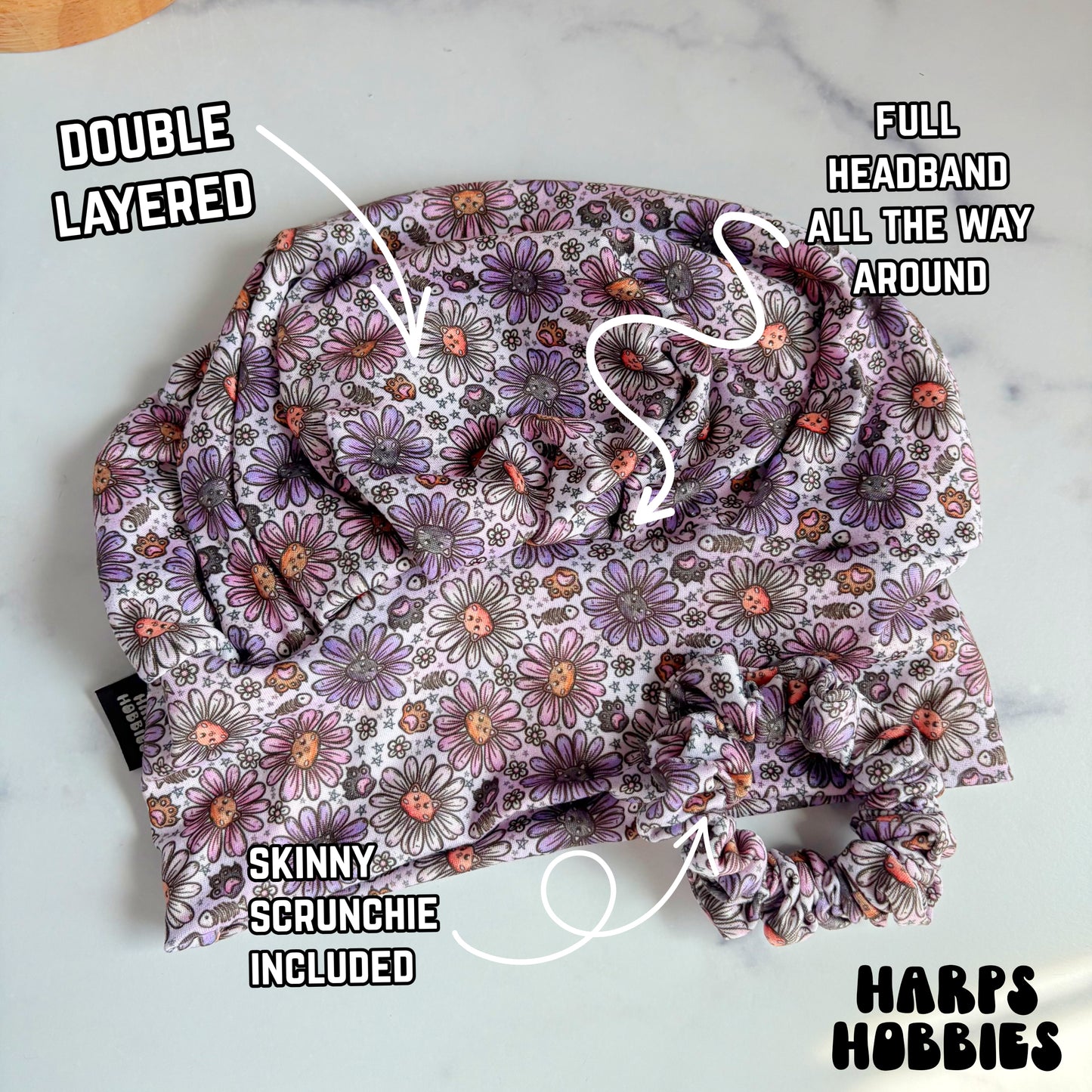 Floral Kitties Scrub Hat