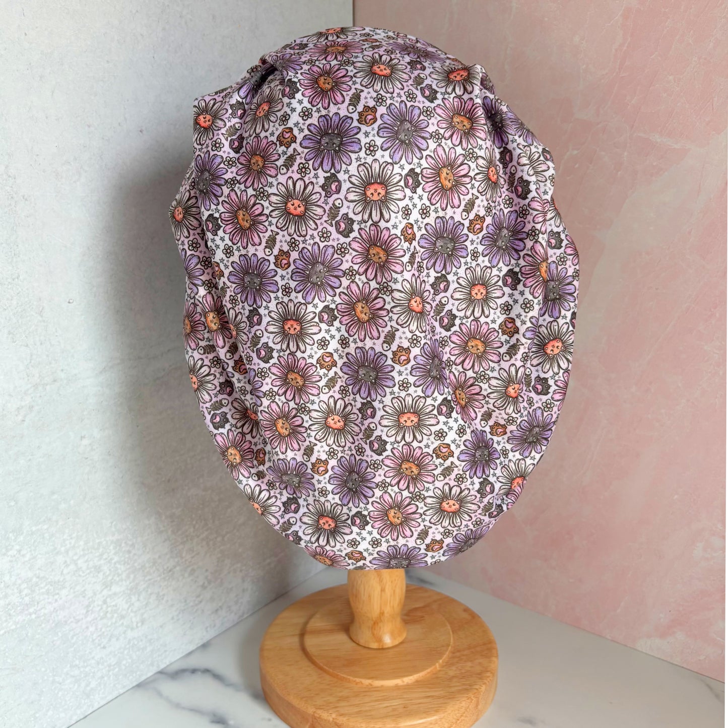 Floral Kitties Scrub Hat
