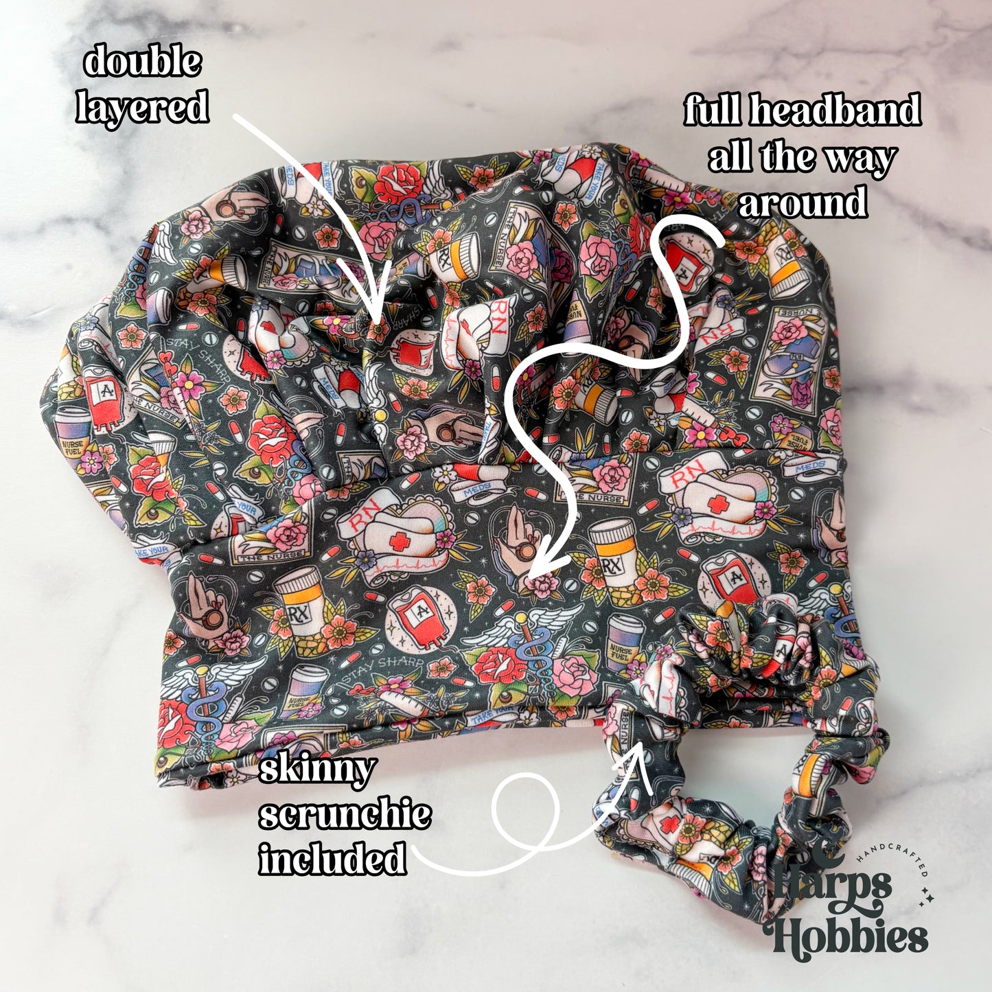 Sketchy Nurse Tattoo Scrub Hat