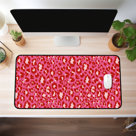 Deep Pink Leopard Desk Mat (4 sizes)
