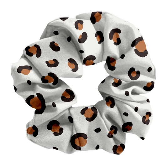 White Cheetah Scrunchie