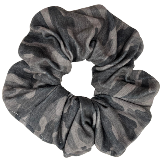 Gray Camo Scrunchie